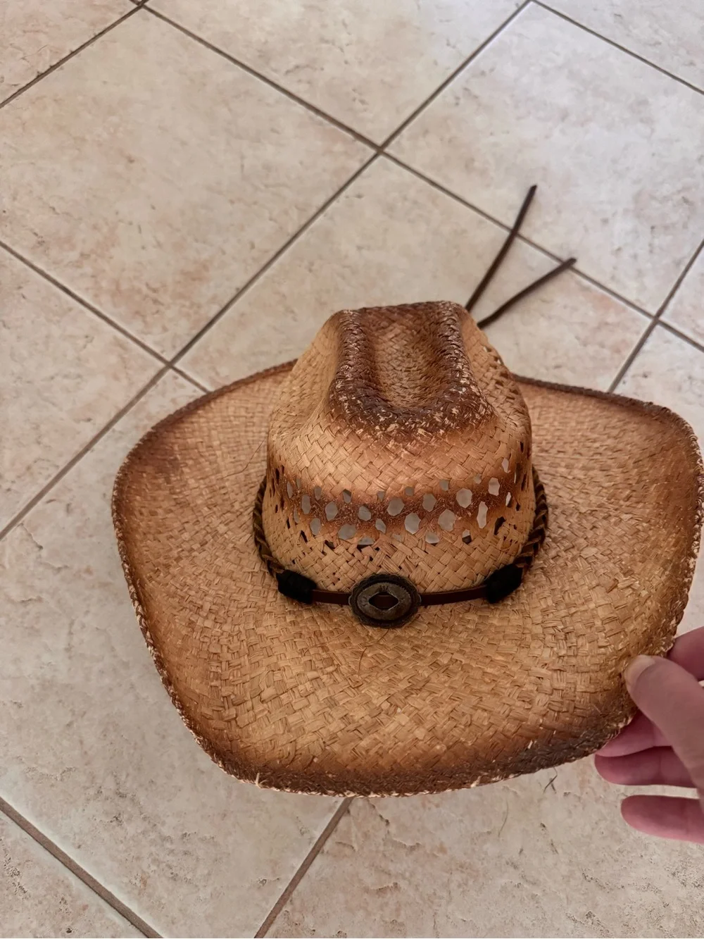 Stetson Brown Straw Cowboy Hat with Concho Band